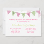 Baby Girl Banner Flags Birth Foto kondiging Kaart (Achterkant)