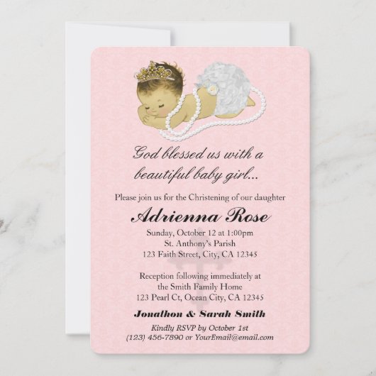 Baby Girl Baptism Christening Invitations PINK 179 (Devant)