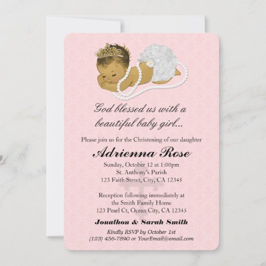 Baby Girl Baptism Christening Invitations PINK 180 (Devant)