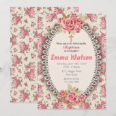 Baby Girl Baptism Invitation Kaart (Voorkant / Achterkant)