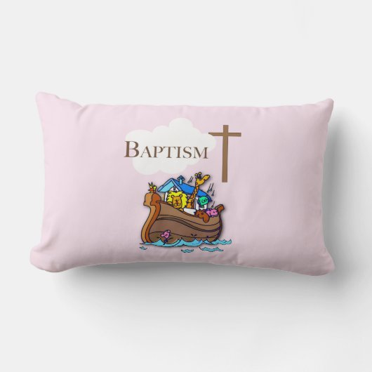 , Baby Girl Baptism Noah's Ark Kussen (Voorkant)
