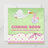 Baby Girl Bird Delivery Pregnancy Announge Aankondiging (Voorkant)