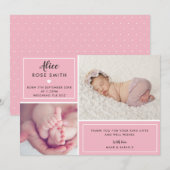 Baby Girl Birth Aankondiging Multi Photo (Voorkant / Achterkant)