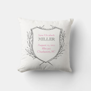 Baby Girl Birth Announcement Nursery Decor Pink Kussen