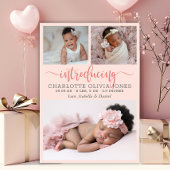 Baby Girl Birth Announcement Photo Collage Card Aankondiging