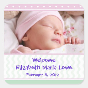 Baby Girl Birth Announcement Sticker