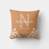 Baby Girl Birth Stats Flowers Monogram Nursery Kussen (Voorkant)