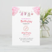 baby girl birthday invitation card (Debout devant)
