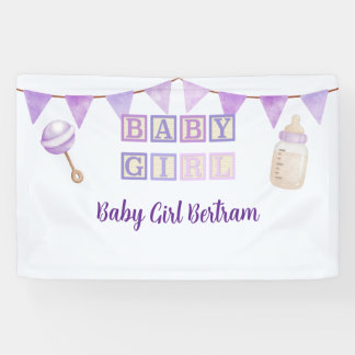 Baby Girl Blocks, Purple Watercolor Baby Shower  Spandoek