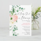 Baby girl blooming lente florale groenery douche kaart (Staand voorkant)