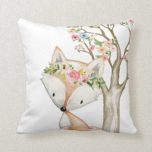 Baby Girl Boho Fox Woodland Floral Nursery Pillow Kussen