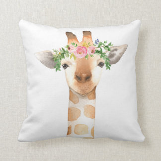 Baby Girl Boho Giraffe Floral Zoo Nursery Pillow Kussen