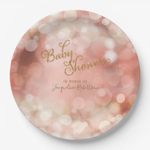 Baby Girl Bokeh Sparkle Twinkle Licht Pastel Roze Papieren Bordje