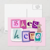 Baby Girl Briefkaart aangekondigd (Voorkant / Achterkant)