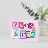 Baby Girl Briefkaart aangekondigd (Staand voorkant)