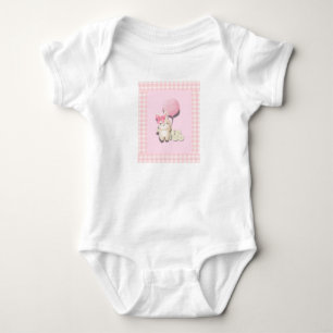 Baby Girl Bunny Nursery Print – Pink Gingham Anima Romper