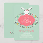 Baby Girl Bunny Shower-uitnodiging Kaart (Voorkant / Achterkant)