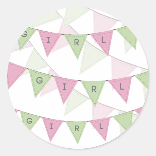 Baby Girl Bunting Banner Topper Étiquette (Devant)