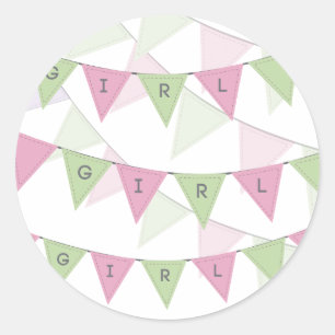 Baby Girl Bunting Banner Topper Label