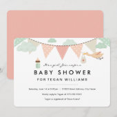 Baby Girl Bunting | Invitation baby shower (Devant / Derrière)