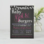 Baby Girl Burgers BBQ Douche Invitation Carte Livr (Debout devant)