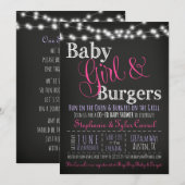 Baby Girl Burgers BBQ Douche Invitation Carte Livr (Devant / Derrière)