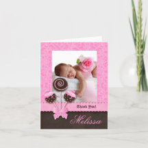 Baby Girl Carte de remerciements Cake Pops Pink Cu