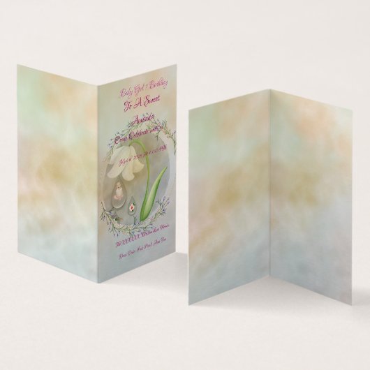 Baby Girl Carte Plat d'anniversaire 1sr (Inside and Outside)