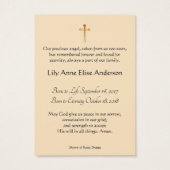 Baby Girl Catholic Funeral Memorial Holy Card - (Dos)