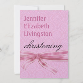 Baby Girl Christening Paars Pink Damask Metallic Kaart