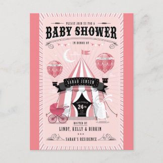 Baby Girl Circus Baby shower Uitnodiging
