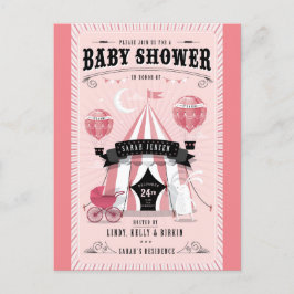 Baby Girl Circus Baby shower Uitnodiging Briefkaart