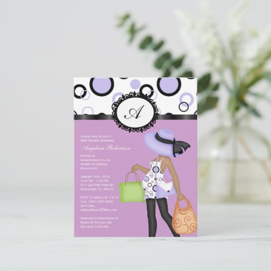 Baby Girl Cute Baby shower Invites Kaart (Staand voorkant)