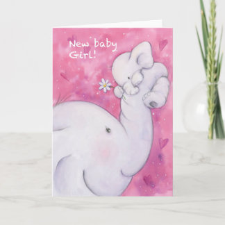 Baby Girl, Cute Elephant Moeder en Baby Kaart