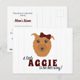 Baby Girl Dog Maroon Baby shower Briefkaart