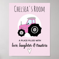 Baby Girl Doodle Pink Boerderij Tractor Name Nurse