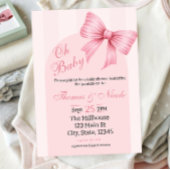 Baby Girl Douche Invitation Coquette Bow esthétiqu