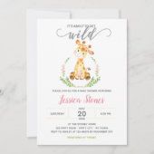 Baby Girl Douche Invitations Giraffe Jungle Animal (Devant)