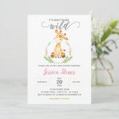 Baby Girl Douche Invitations Giraffe Jungle Animal (Debout devant)