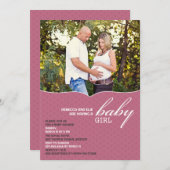 Baby Girl Douche Photo Flat Invitation (Devant / Derrière)