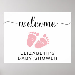 Baby Girl Douche Pieds Rose Affiche de bienvenue