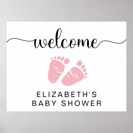 Baby Girl Douche Pieds Rose Affiche de bienvenue (Devant)
