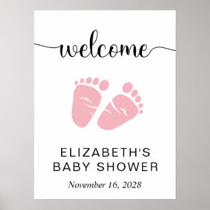 Baby Girl Douche Pieds Rose Affiche de bienvenue