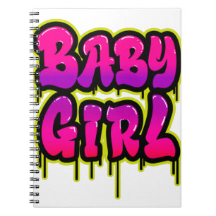 Baby Girl Driving Word Art Spray Paint Pink Groen Notitieboek