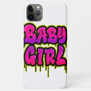 Baby Girl Druipende Word Art Spuitverf Roze Groen iPhone 11 Pro Max Hoesje