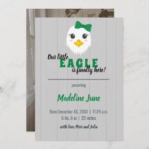 Baby Girl Eagle Green Vertical Baby Mededeling Aankondiging