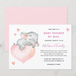 Baby Girl Elephant Baby shower per post Kaart
