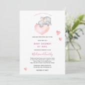 Baby Girl Elephant Baby shower per post Kaart (Staand voorkant)