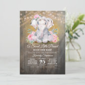 Baby Girl Elephant Floral Baby shower Invitation (Debout devant)