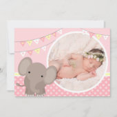 Baby Girl Elephant Photo Faire-part de naissance (Devant)